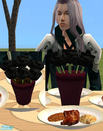 Sims 2 — Decorative Table Roses - Black by Gamerg — This is a set of 1 new mesh and a few recolors. It is designed for 1