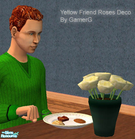 Sims 2 — Decorative Table Roses - Yellow by Gamerg — This is a set of 1 new mesh and a few recolors. It is designed for 1