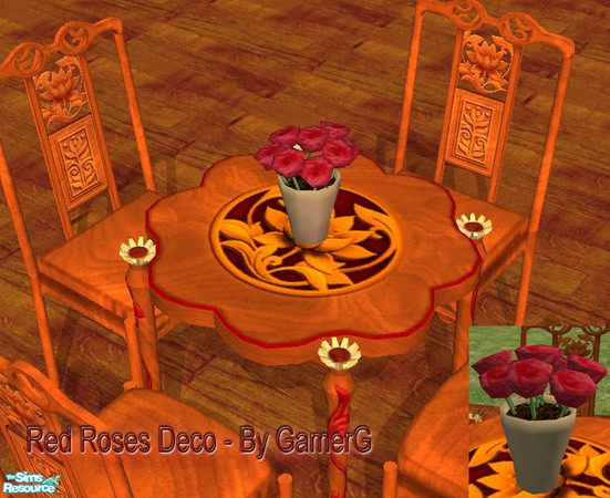 Sims 2 — Decorative Table Roses - Red by Gamerg — My Favorite!!! This is a set of 1 new mesh and a few recolors. It is