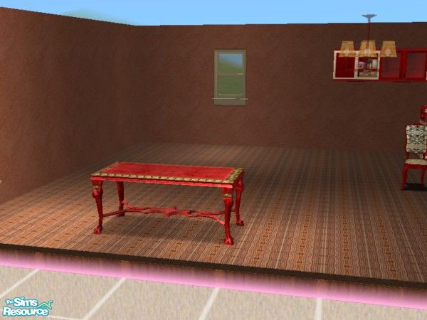 Sims 2 — Red Dragon Kitchen dining table by ead425 — set includes: 1 wall,13 items: 3 counters, ceiling lamp, blinds,