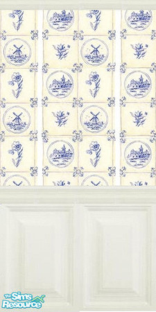 Sims 2 — Blue delft paper with panel by Henwen — Blue delft design paper with a white panel.