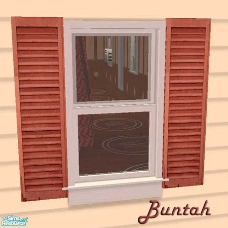Sims 2 — Red Weather-Beaten Shutters by buntah — These recolors require my Window Shutters mesh (and the diagonal mesh in