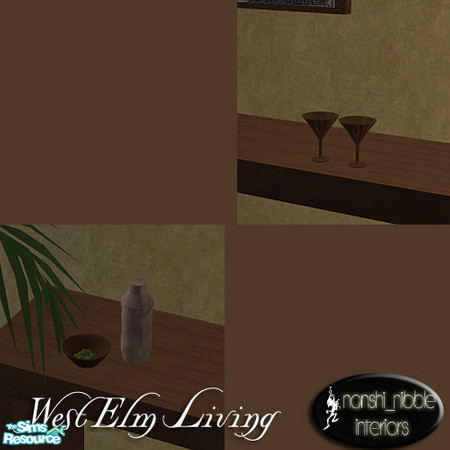 Sims 2 — West Elm Living Martini Shaker with Oliv by Nanshi — All new meshes. You will absolutely NEED these originals to