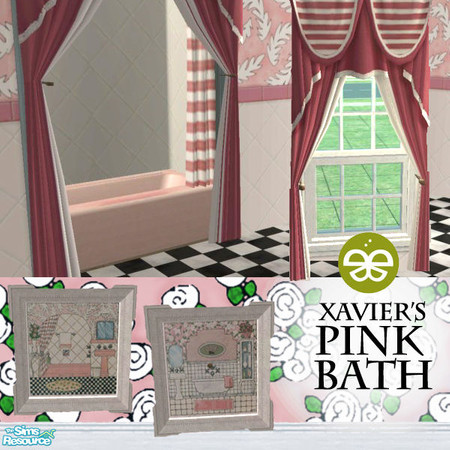 Sims 2 — Xavier's Pink Bath by novteneep — This set is based on two more of Xavier's paintings, "Ivy Mat" and