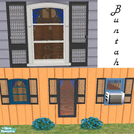 Sims 2 — Black Window Shutters by buntah — This requires my Windows Shutters mesh and also the diagonal mesh if you want
