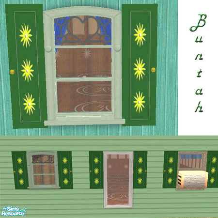 Sims 2 — Green Window Shutters by buntah — This requires my Windows Shutters mesh and also the diagonal mesh if you want