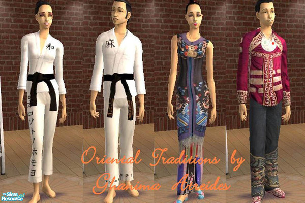 Sims 2 — Oriental Traditions by Ghanima_Atreides — A set containing two karate uniforms (Gi's) for males and females and