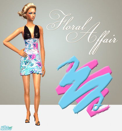 Sims 2 — Floral Affair Dresses - Aqua by 06bek — 