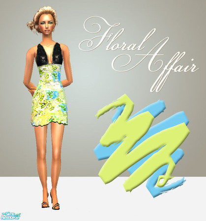 Sims 2 — Floral Affair Dresses - Lime by 06bek — 