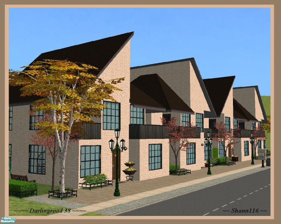 Sims 2 — Darlingroad 38 by Shann116 — 4 rentable houses. 6 rooms and 2 bathrooms and small garden. Lot size 5x2. Rent $