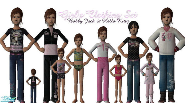 Sims 2 — Girls Clothing Set by kollens — A Fashion Mix of Winterware, Every day, and swimware. Fasioned after Bobby Jack