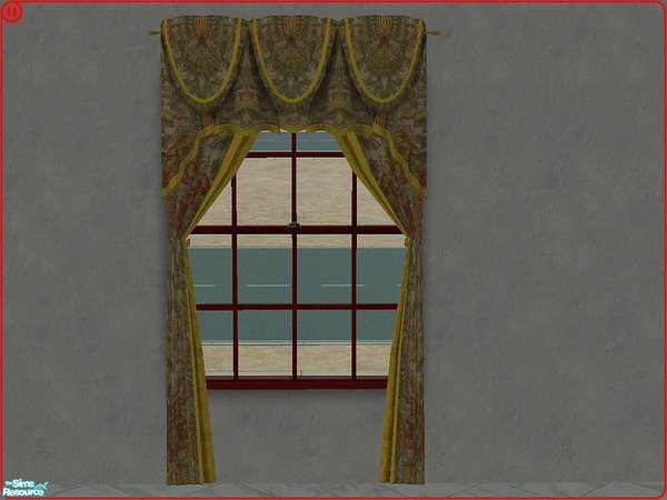 Sims 2 — Lucas Tieback Curtains Caleb Ivory by Eboluh — A gorgeous set of 18 antique Lucas Tieback curtains, fits all