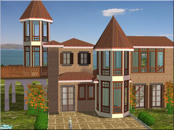 Sims 2 — V-93 by Veronn — **Only TSR and Maxis ** 3x3 medium lot, big garden and pool,2 livingroom...Thanks Hatshepsut