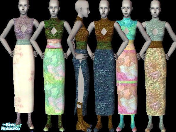 Sims 2 — splitdress set by jasmine63 — A chinese inspired dress set.