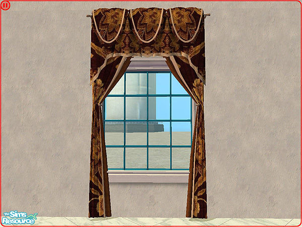 Sims 2 — Lucas Tieback Curtains Elizabeth Coffee by Eboluh — Set 2 of the Lucas Tieback Curtains. This set contains