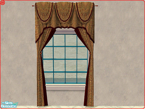 Sims 2 — Lucas Tieback Curtains Fano Henna by Eboluh — Set 2 of the Lucas Tieback Curtains. This set contains another 18