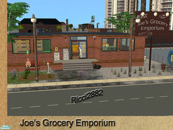 Sims 2 — Babs Trailer Park Extras - Joes Grocery Emporium by TheNumbersWoman — Bab\'s Brother Joe has a Grocery.He read
