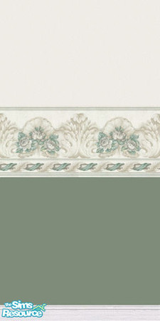 Sims 2 — Victorian Cream and Green Wall by Crissie0721 — Cream colored top, green bottom with a mid wall victorian style