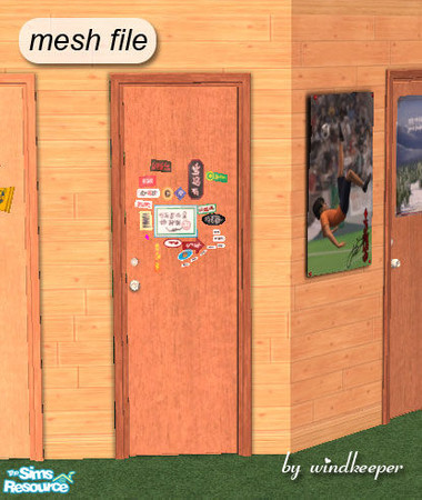 Sims 2 — Teen door diagonal by Windkeeper — Diagonal version of a teen door. This door is linked to "teen door