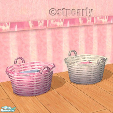 Sims 2 — Ladybug Bath White Laundry Basket by STP Carly — Ladybug and pastels design for a colorful bath.