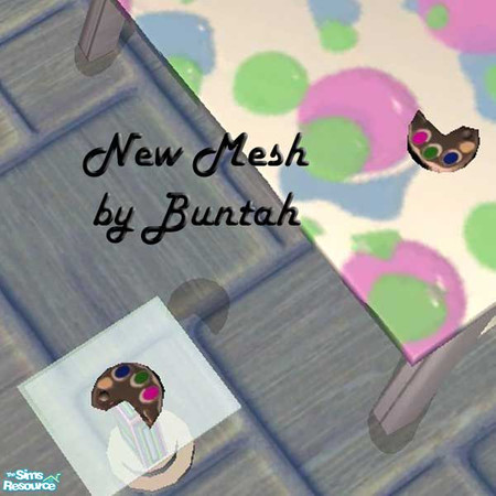 Sims 2 — Painter's Palette MESH by buntah — A spare painting pallette that can decorate any table in your artist's