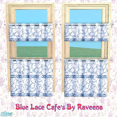 Sims 2 — Blue Lace Cafe Curtain by Raveena — Part of the Cute & Colorful Cafe Curtain set.