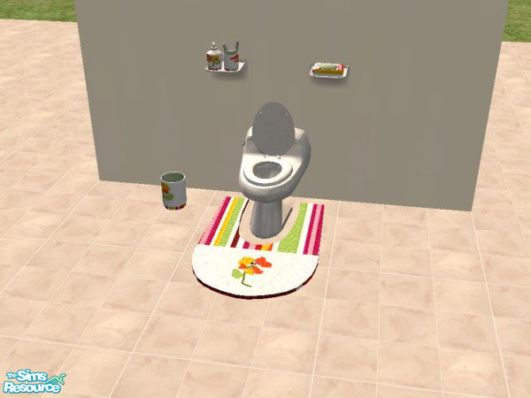 Sims 2 — Floral Toilet Mat by jenterry — To match my Floral Bath Accessories. A nice toilet mat and bath rug to keep your