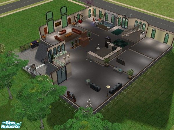 Sims 2 — Spacey Family Home by nikikf — 3br, 2ba, 2 story house with open floor plans, offices on both floors, a bi-level