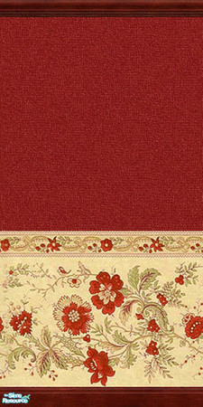 Sims 2 — TL - TC77 CountryNurseryGrowUp WallpaperRed by TabbyLou — Wallpaper with TC77 Textures - Flowers & Red - for