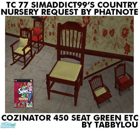 Sims 2 — TL - TC77 CountryNurseryGrowUp DinChairSeatGreen by TabbyLou — Recolor of Seasons Cozinator 450 Dining Chair