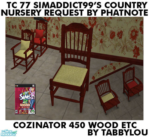 Sims 2 — TL - TC77 CountryNurseryGrowUp DinChairFrame by TabbyLou — Recolor of Seasons Cozinator 450 Dining Chair Wood