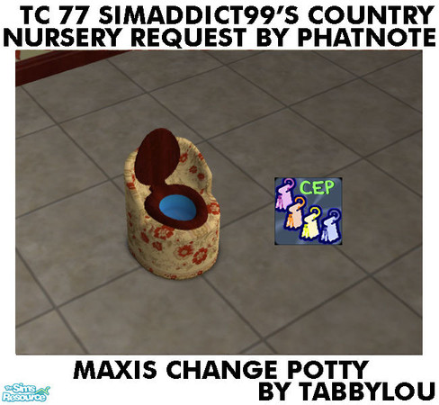Sims 2 — TL - TC77 CountryNurseryGrowUp Potty by TabbyLou — Recolor of Base Game Tinkle Trainer 6000 Potty for TC77