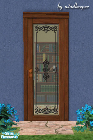 Sims 2 — Glass door 1 - aged wood frame by Windkeeper — You need to download "Glass door 1 updated" file from
