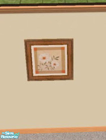 Sims 2 — Orange Floral Art Set by jenterry — Beautiful orange and white flowers set in a lovely oak frame. Your Sims will