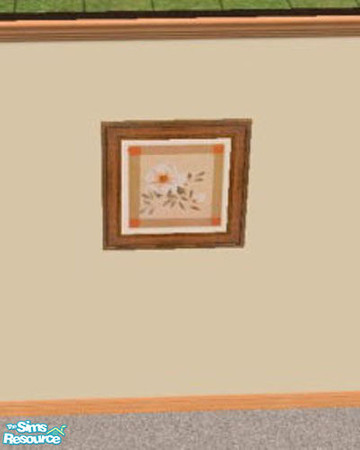 Sims 2 — Orange Floral Art Set by jenterry — Beautiful orange and white flowers set in a lovely oak frame. Your Sims will