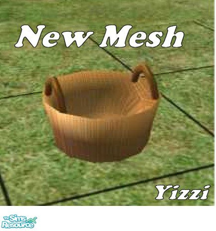 Sims 2 — Wicker Basket Mesh by Yizzi — This is the mesh. Empty wooden wicker basket.