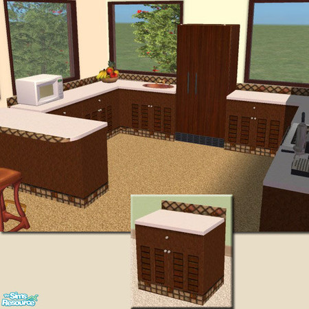 Sims 2 — BROWN KITCHEN counter by gbourn — .