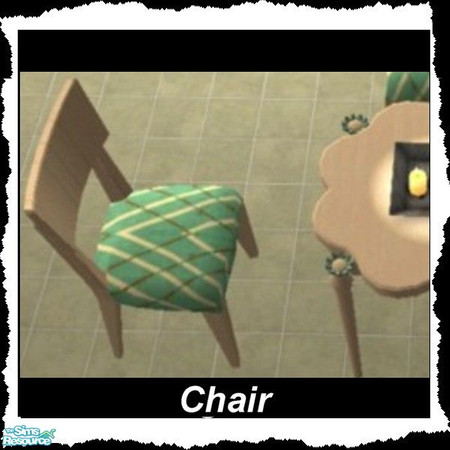 Sims 2 — Green Pine Chair by Dgandy — Natural Pine Chair with Upholstered Seat.