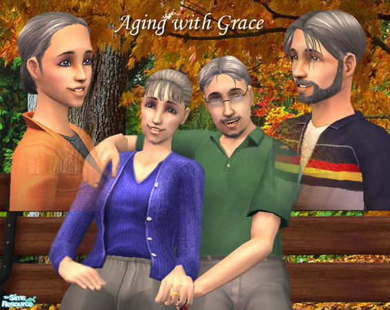 Sims 2 — Aging with Grace by TSR Archive — Grey hair for adults and elders. Also includes black eyebrows for elders, some