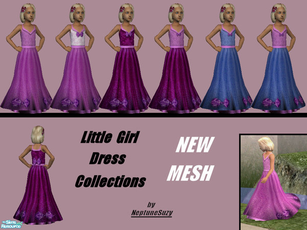 Sims 2 — NSC Little Girl Dresses Set1 by Neptunesuzy — Your Little Girl Sims will love these Beautiful Full Length