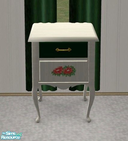 Sims 2 — Pointsettia Bedroom - Nightstand by Riverwillows — Lovely simple bedroom in light wintery colors and featuring
