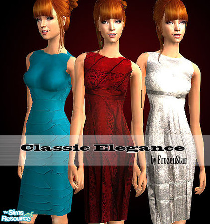 Sims 2 — Classic Elegance Set by FrozenStarRo — New set of outfits for ladies.