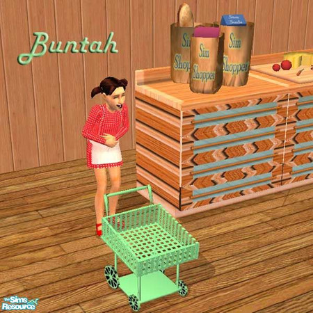 Sims 2 — Green Wheels for Kids Shopping Cart by buntah — This requires the mesh file in this set.