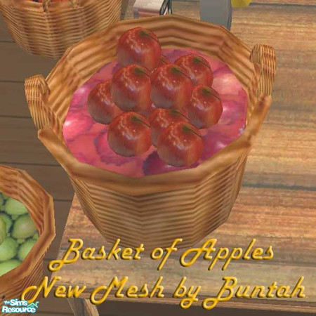 Sims 2 — Basket of Red Delicious Apples MESH by buntah — Shiny, plump red delicious apples. YUM!! This is the mesh file