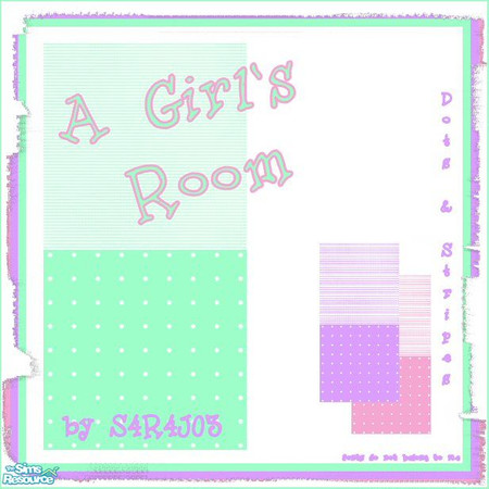 Sims 2 — A Girl's Room - Dots & Stripes by S4R4J03 — A set of wallpapers with cute dots and stripes in three pretty