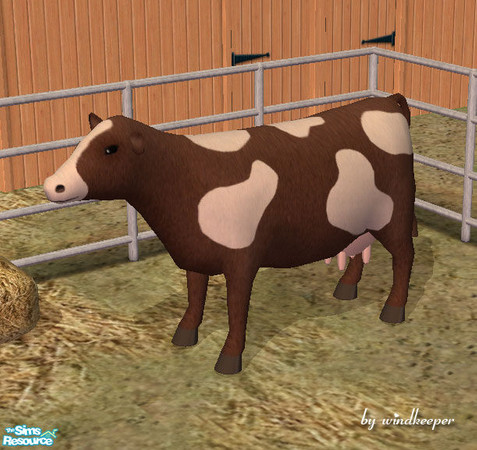 Sims 2 — Brown cow with spots by Windkeeper — *Jun 17/06 updated to remove shine* You need to download "Dairy