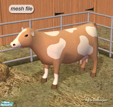 Sims 2 — Dairy cow by Windkeeper — *Jun 17/06 updated to remove shine* Dairy cow - mesh file. The cow is a bit longer