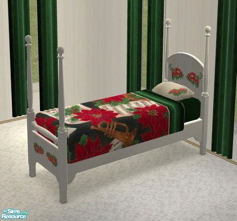 Sims 2 — Pointsettia Bedroom - Single Bed Frame by Riverwillows — Lovely simple bedroom in light wintery colors and