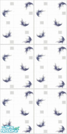 Sims 2 — Blue Leaf Tile by phisor — Blue leaf design on white tile