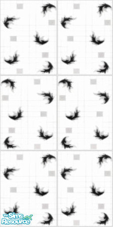 Sims 2 — Black Leaf Tile by phisor — Black leaf design on white tile